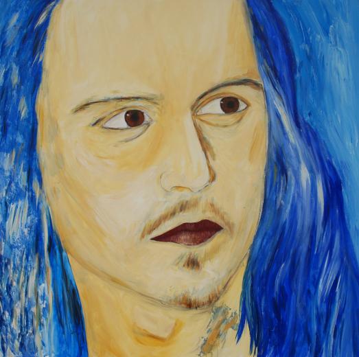 Kerstin Wüstenhöfer-Loges, Malerei, “Jonny Blue“ , Acryl auf Leinwand,100 cm x 100 cm