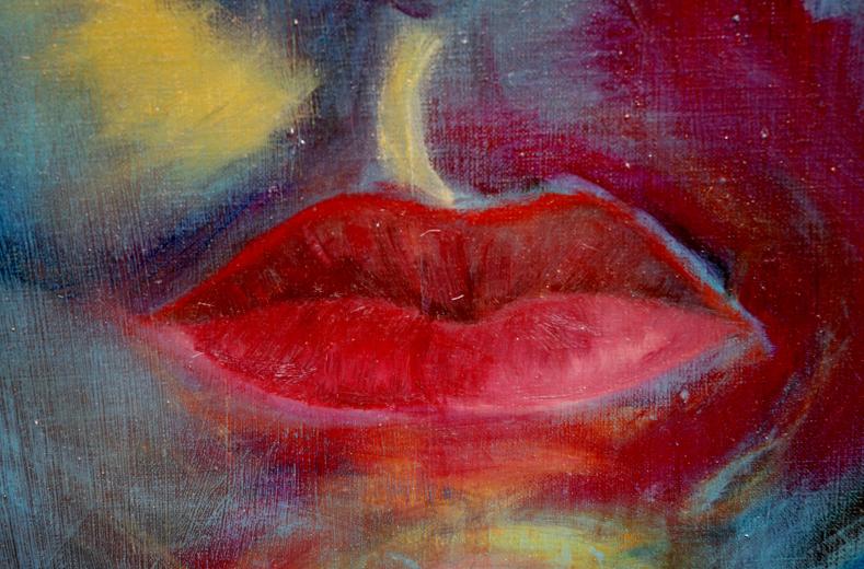 Kerstin Wüstenhöfer-Loges, Malerei, “Red lips“ , ÖL auf Leinwand,30 cm x 40 cm